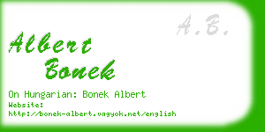 albert bonek business card